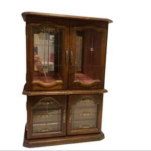 Vintage Extra Tall 4 Door Wooden Mini Cabinet Style Musical Jewelry Box!
